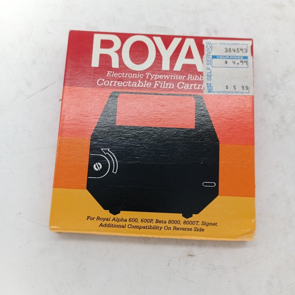 Vintage 1 Ct ROYAL Black CORRECTABLE Typewriter Ribbon r1